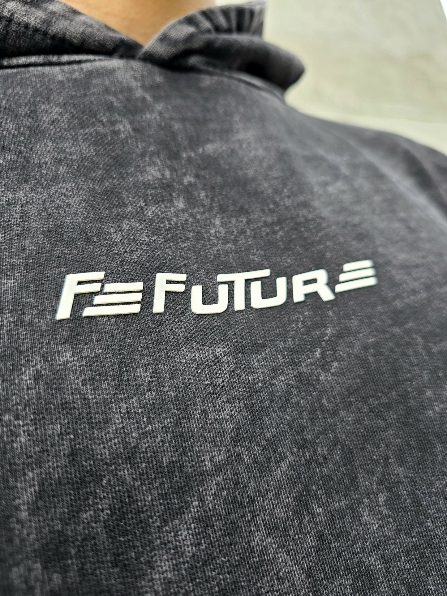 Hoodie Oversize Negro Acid wash