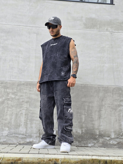 Tshirt Negra Acid WASH