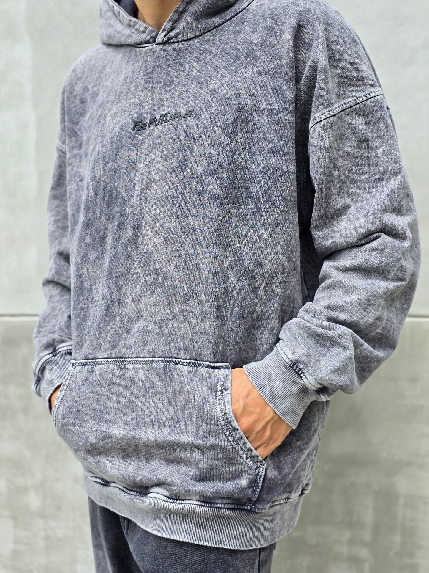 Hoodie Oversize Gris Acid wash