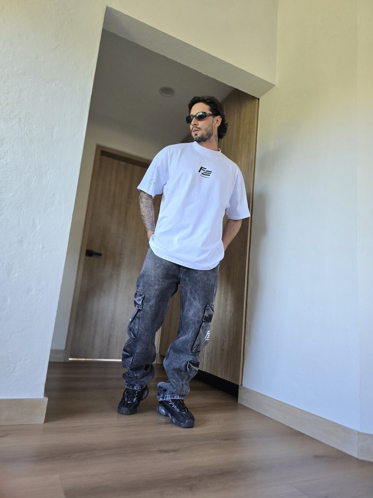 Cargo En Jean Negro Acid